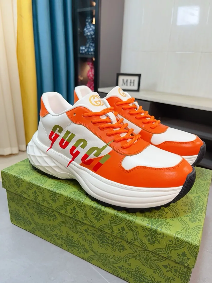 Men's shoes 💰520🌹🌹【GUCCI】pop-up casual sneakers with daddy outsole, breathable and comfortable, easy to walk, a versatile style for trendy men, upper with cowhide edge and outsole with 3D upper printing➕genuine leather lining➕Gucci's popular original outsole, sports and running style, super comfortable. Code number 38-44